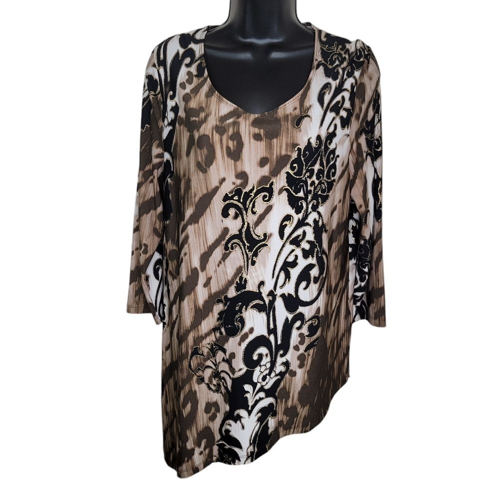 Chico's Travelers Asymmetric hem Tunic top size 1 (Medium)